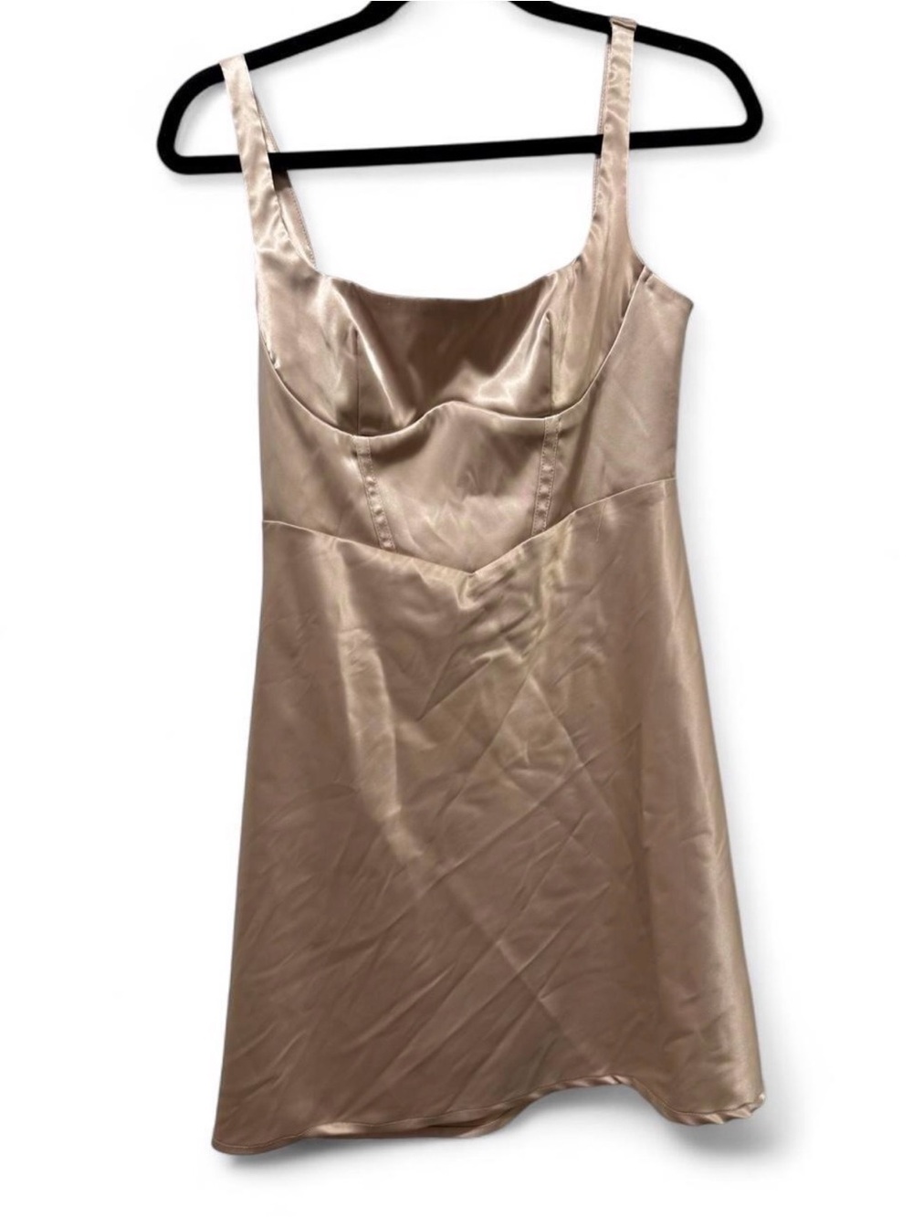 Princess Polly Satin Slip Dress in Champagne Beige